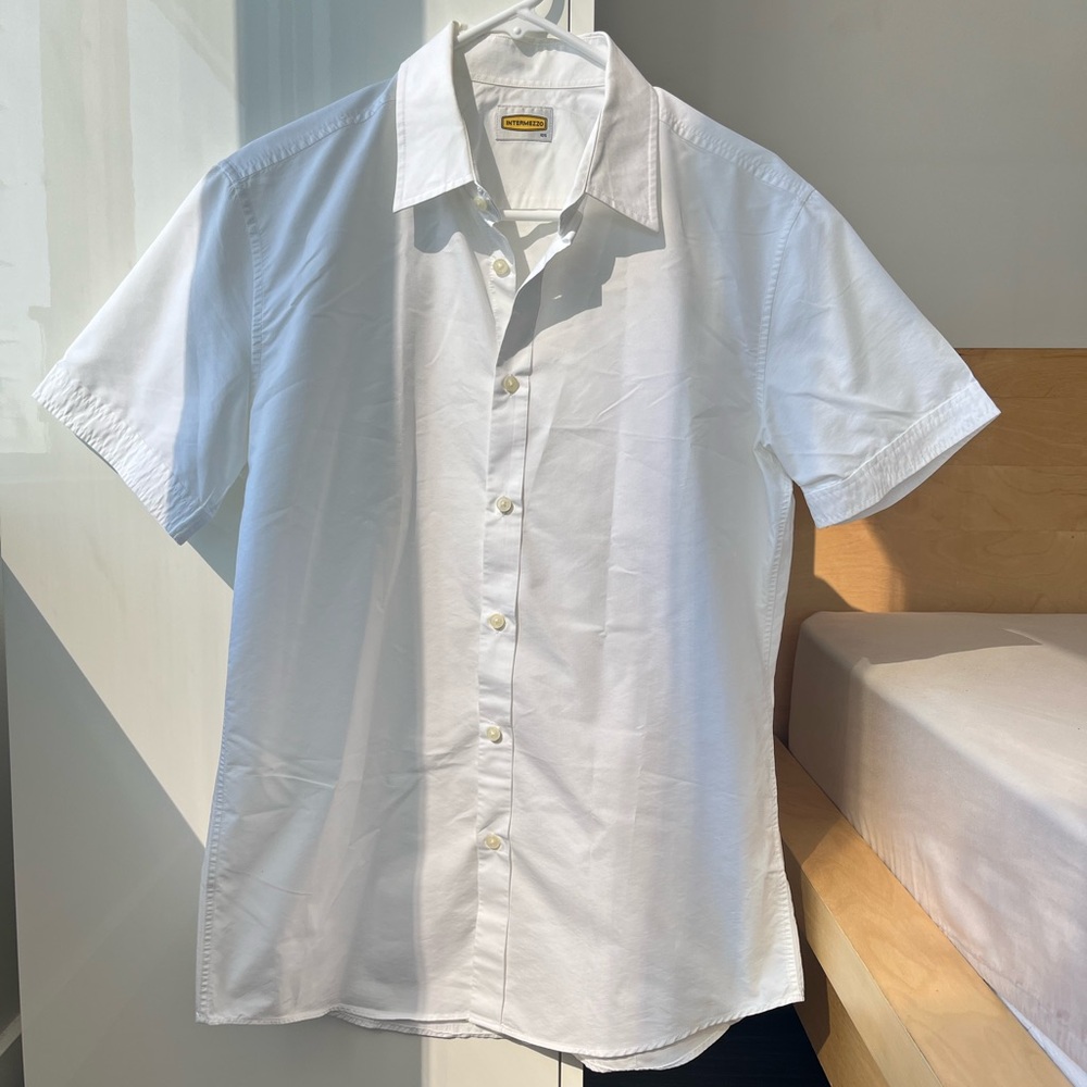 Intermezzo Men’s White Shortsleeve Dress Shirt - Large